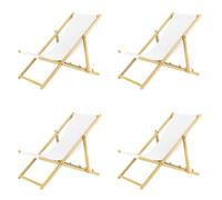 Lot de 4 chaises longues pliantes - En bois - Idéale pour plage, jardin - Blanc