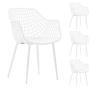 IDIMEX Lot de 4 chaises Lucia pour Salle à Manger ou Cuisine au Design Retro, en Plastique Blanc et 4 Pieds en métal laqué Blanc