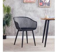 IDIMEX Lot de 4 chaises Madeira Style scandinave pour Salle à Manger ou Cuisine au Design Retro avec accoudoirs, Coque en Plastique Noir et 4 Pieds en métal Noir