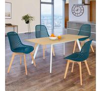 Lot De 4 Chaises Mandy Bleu Canard Pour Salle À Manger Bleu