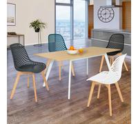 IDMarket - Lot de 4 chaises Mandy Mix Color Blanc, Gris, Bleu Canard et Noir