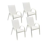 Happy Garden Lot de 4 chaises de jardin Marbella – Textilène et aluminium blanc