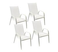 Happy Garden Lot de 4 chaises de jardin Marbella – Textilène et aluminium blanc