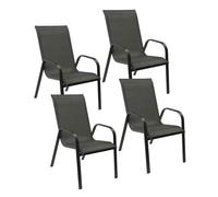 Happy Garden - Lot de 4 chaises de jardin Marbella - Textilène gris, aluminium anthracite