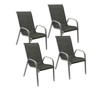 Happy Garden Lot de 4 chaises de Jardin Marbella - Textilène et Aluminium Gris