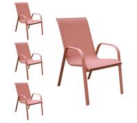 Lot de 4 chaises MARBELLA en textilène terracotta - aluminium terracotta