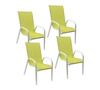 Lot de 4 chaises marbella en textilène vert - aluminium blanc