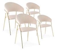 Lot de 4 chaises Margaux velours beige pieds or
