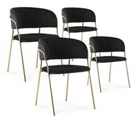 Lot de 4 chaises Margaux velours noir pieds or