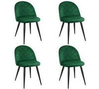 Lot de 4 chaises matelassées de salle à manger en velours AKORD SJ.077 Vert Bouteille Vert Bouteille