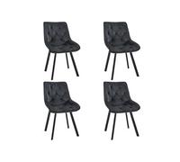 Lot de 4 chaises matelassées de salle à manger en velours SJ.33 Noir