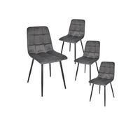 Lot de 4 chaises matelassées en tissu toucher doux gris - MATELIA - ALTOBUY