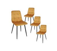 Lot de 4 chaises matelassées en tissu toucher doux jaune - MATELIA - ALTOBUY