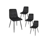 Lot de 4 chaises matelassées en tissu toucher doux noir - MATELIA - ALTOBUY