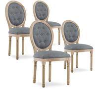 Lot de 4 chaises médaillon capitonnées Louis XVI tissu Gris