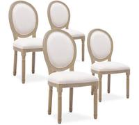 Lot de 4 chaises médaillon Louis XVI tissu Beige