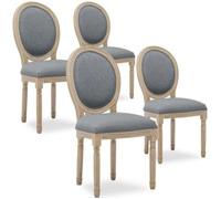 Lot de 4 chaises médaillon Louis XVI tissu Gris