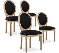 Lot de 4 chaises médaillon Louis XVI tissu Noir