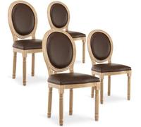 Lot de 4 chaises médaillon Louis XVI Vintage Simili Marron
