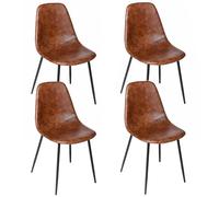 Atmosphera Chaise Vladi – Effet cuir, structure métal – Marron