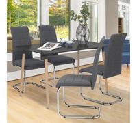 IDMarket Chaises MIA Lot de 4 Tissu gris anthracite H. 98 cm pour salle à manger