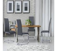 IDMarket Lot de 4 chaises MIA métal H. 98 cm grises pour salle à manger