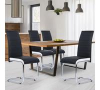 IDMarket - Lot de 4 chaises MIA noires liseré blanc pour salle à manger