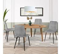 IDMarket Chaises Mila en velours gris clair – Lot de 4 pour salle à manger