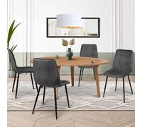 IDMarket – Lot de 4 chaises Mila en velours gris foncé pour salle à manger