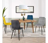 IDMarket Chaises Mila en velours – Lot de 4 Mix Bleu, Gris clair, Gris foncé, Jaune