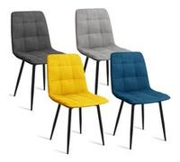 Lot de 4 chaises MILA en velours mix color bleu, gris clair, gris foncé, jaune Multicolore G