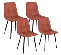 IDMarket Chaises MILA velours terracotta pour salle à manger – Lot de 4