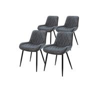 ML-Design Lot de 4 Chaises de Salle à Manger, avec Dossier et Accoudoirs, Anthracite, Assise en Simili PU, Pieds en Métal, Chaise Rembourrée de Cuisine Salon Bureau, Matériel de Montage Inclus