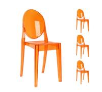 Lot de 4 chaises modernes en acrylique sans accoudoirs empilables pour mariages, événements et banquets - Chaises de maquillage élégantes d'inspiration baroque