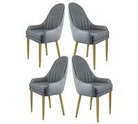 Lot de 4 chaises modernes en simili cuir avec coussins épais et base en métal doré pour cuisine et salon, décoration d'intérieur élégante