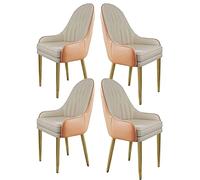 Lot de 4 chaises modernes en similicuir avec coussins épais et base en métal doré pour cuisine et salon, décoration d'intérieur