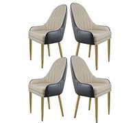 Lot de 4 chaises modernes en similicuir avec coussins épais et base en métal doré pour cuisine et salon, décoration d'intérieur