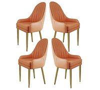 Lot de 4 chaises modernes en similicuir avec coussins épais et base en métal doré pour cuisine et salon, décoration d'intérieur
