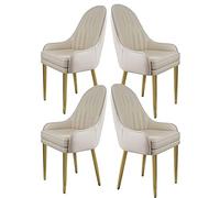 Lot de 4 chaises modernes en similicuir avec coussins épais et base en métal doré pour salle à manger et salon