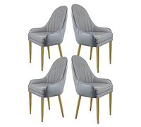 Lot de 4 chaises modernes en similicuir avec coussins épais et base en métal doré pour salle à manger et salon