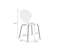 Lot de 4 chaises noires rétro empilables. bois d'hévéa et contreplaqué. pieds en acier. Naomi. L 43 x P 48 x H 87cm