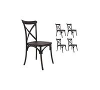 Lot de 4 Chaises noires style bistrot empilable en plastique polypropylene
