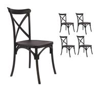 Lot de 4 Chaises noires style bistrot empilable en plastique polypropylene