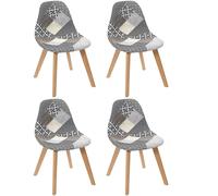 Lot De 4 Chaises Patchwork Gris Home Deco Factory