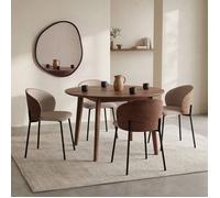 Lot de 4 chaises PENNY en tissu taupe dossier effet noyer