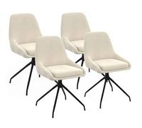 Lot de 4 chaises pivotantes THALYA en velours beige avec accoudoirs