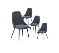 Lot de 4 Chaises Pivotantes Tissu Bleu - UNDY -