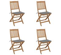 Lot de 4 Chaises Pliables de Jardin avec Coussins Siège Bois d'Acacia vidaXL