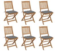 Lot de 4 Chaises Pliables de Jardin avec Coussins Siège Bois d'Acacia vidaXL