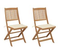 Lot de 8 Chaises Pliables d'Extérieur avec Coussins, Sièges de Terrasse, Chaises de Salle à Manger, Meubles de Patio Jardin, Bois d'Acacia